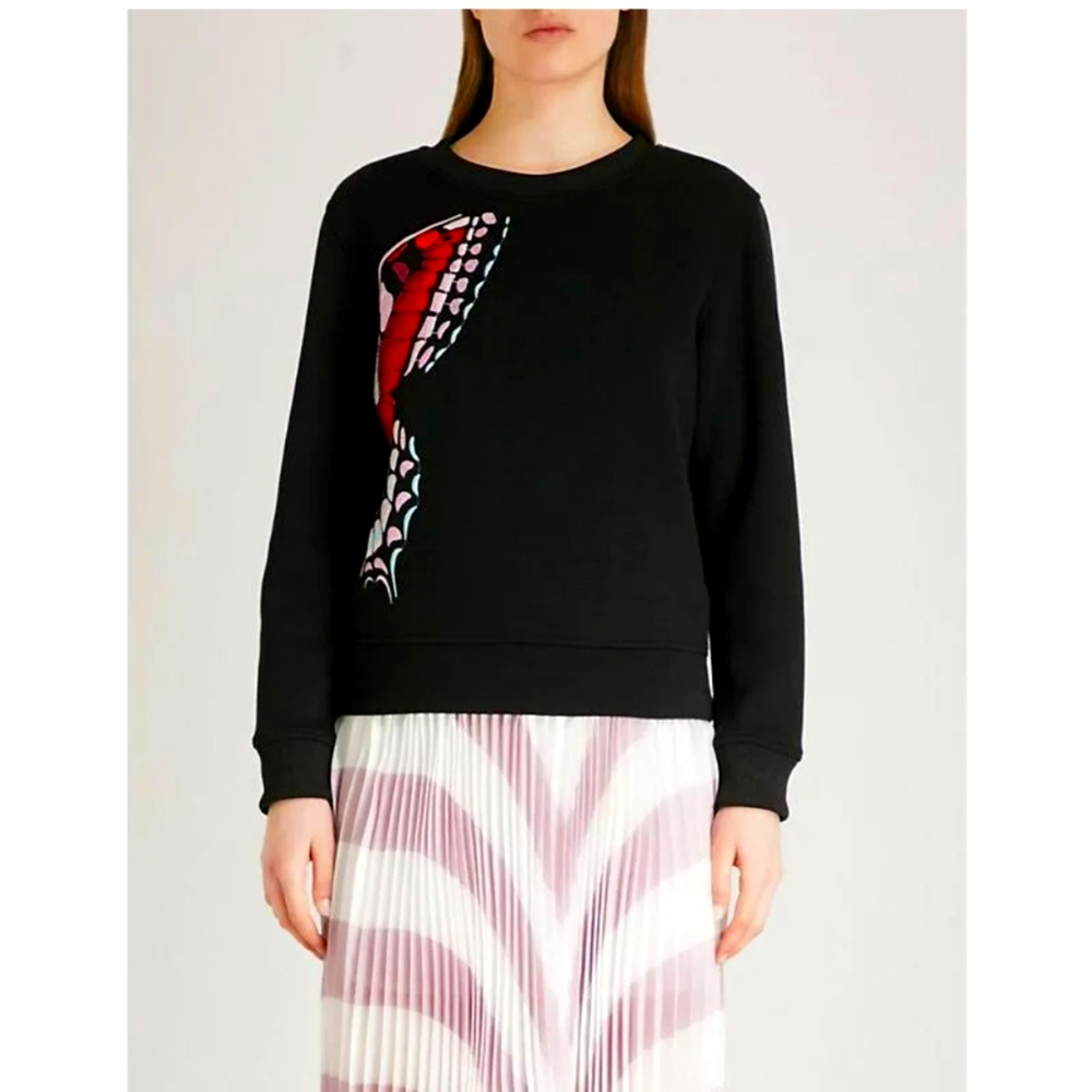 Maje Theophile Butterfly Embroidered Sweatshirt size 1